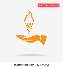Ice cream and hand icon. Vector concept illustration for design.