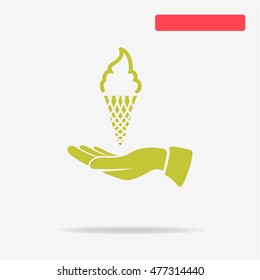 Ice cream and hand icon. Vector concept illustration for design.