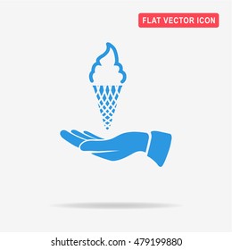 Ice cream and hand icon. Vector concept illustration for design.