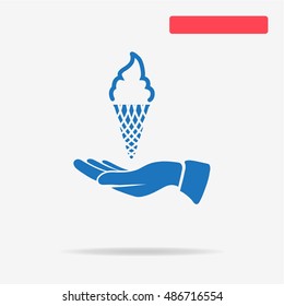 Ice cream and hand icon. Vector concept illustration for design.