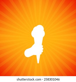 Ice cream in hand. Vector illustration