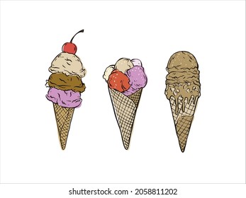 Ice crema de ilustración vectorial a mano
