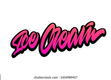 Ice cream. Handwritten vector lettering design. Vector calligraphy illustration isolated. Typography for banners, badges, postcard, t-shirt, prints, posters.