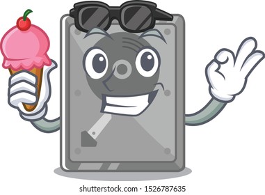 With ice cream hard drive internal mascot isolated cartoon