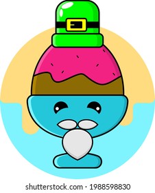 Ice cream hat cartoon design vector wearing St Patrick's hat