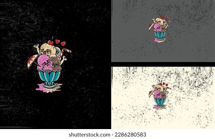 ice cream with head skull vector artwork design