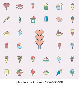 ice cream in heart colored dusk style icon. Ice cream icons universal set for web and mobile