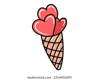 Ice Cream with Heart Decoration
