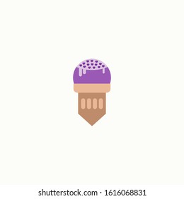 Ice cream with heart flat icon. Love and valentine's day symbol, logo illustration. Pixel perfect vector graphics