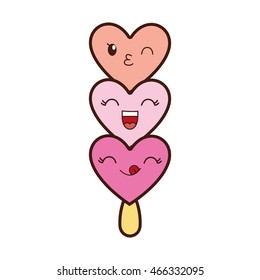 ice cream heart kawaii dessert cartoon happy icon. Isolated and flat illustration. Vector graphic