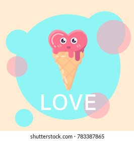 Ice cream Heart symbolic for love valentines day vector illustration/ greetings card. /text