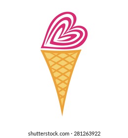 Ice cream heart vector illustration