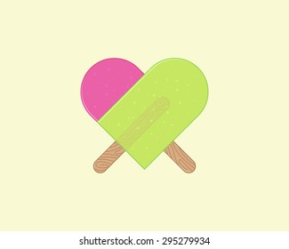 Ice cream heart. Vector illustration.