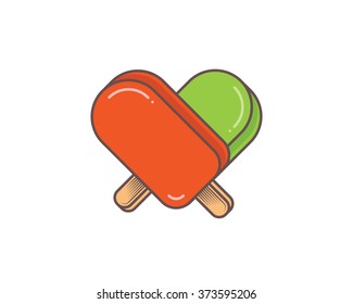 Ice cream heart. Vector illustration.