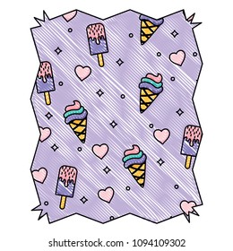 ice cream and hearts pattern 