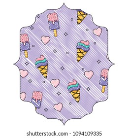 ice cream and hearts pattern 