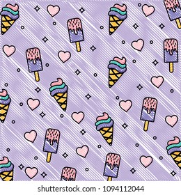 ice cream and hearts pattern 