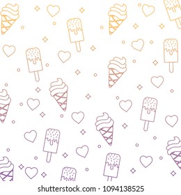 ice cream and hearts pattern 