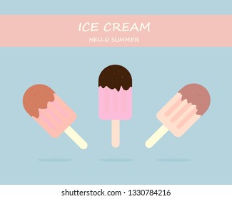 Ice Cream hello summer, Pastel Ice Cream, Vector illustration eps.10