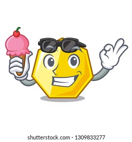With ice cream heptagon isolated with in the mascot