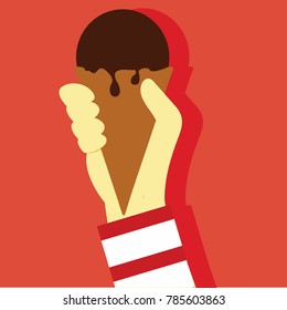 Ice Cream Holding Hand Gesture Vector Illustration Graphic Design