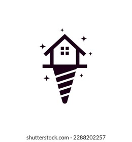 Ice cream home building creative logo
