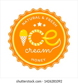 Ice Cream Honey. Type illustration. Design template elements for labels, logos, badges, stickers or icons. 