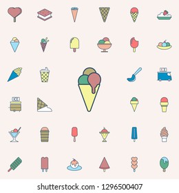ice cream in horn colored dusk style icon. Ice cream icons universal set for web and mobile