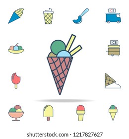 ice cream in horn colored icon. Ice cream icons universal set for web and mobile