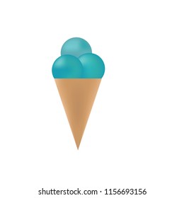 Ice cream horn icon. Ice cream blue in a waffle horn. Vector icon of ice cream isolated on white background