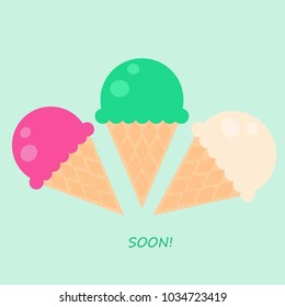 ice cream horn vector postcard soon summer