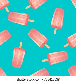 Ice cream, icecream, pink popcicle, dessert vector illustration. Sweet seamless pattern.