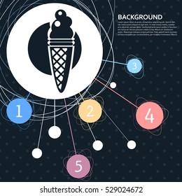Ice Cream icon with the background to the point and with infographic style. Vector illustration