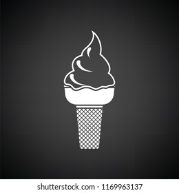Ice cream icon. Black background with white. Vector illustration.