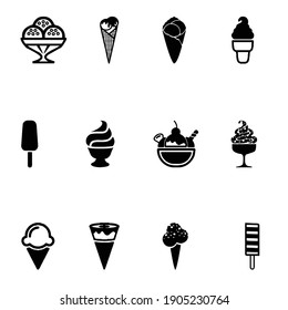 Ice Cream Icon Black And Cold Vector Design