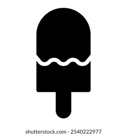 Ice cream Icon in Black Fill. Glyph Style. Isolated on White Background