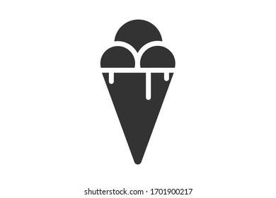 Icono de helado. Señal de helado de estilo negro plano. Ilustración vectorial aislada en fondo blanco.