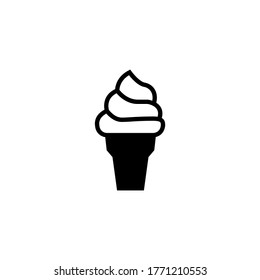 Ice cream icon in black flat glyph, filled style isolated on white background