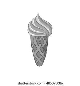 Ice cream icon in black monochrome style isolated on white background. Food symbol vector illustration