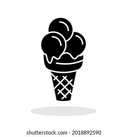 Ice cream icon. Black icon of ice cream. Vector ice cream icon isolated