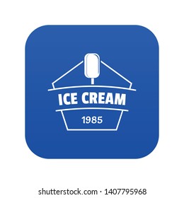 Ice cream icon blue vector isolated on white background
