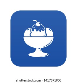 Ice cream icon blue vector isolated on white background