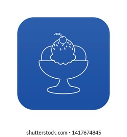 Ice cream icon blue vector isolated on white background