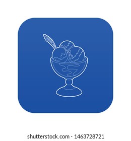 Ice cream icon blue vector isolated on white background