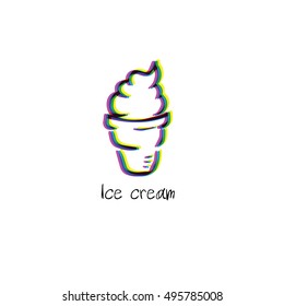 Ice Cream Icon Blurry Vision Cartoon