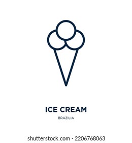 ice cream icon from brazilia collection. Thin linear ice cream, ice, cone outline icon isolated on white background. Line vector ice cream sign, symbol for web and mobile