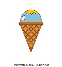 Ice cream icon. Cartoon illustration of ice cream on waffle cone vector icon for web isolated on white background. Food design. Vector illustration.