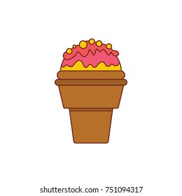 Ice cream icon. Cartoon illustration of ice cream in cone vector icon for web isolated on white background. Food design. Vector illustration.
