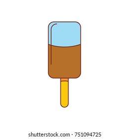 Ice cream icon. Cartoon illustration of ice cream on stick vector icon for web isolated on white background. Food design. Vector illustration.