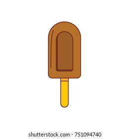 Ice cream icon. Cartoon illustration of chocolate ice cream on stick vector icon for web isolated on white background. Food design. Vector illustration.